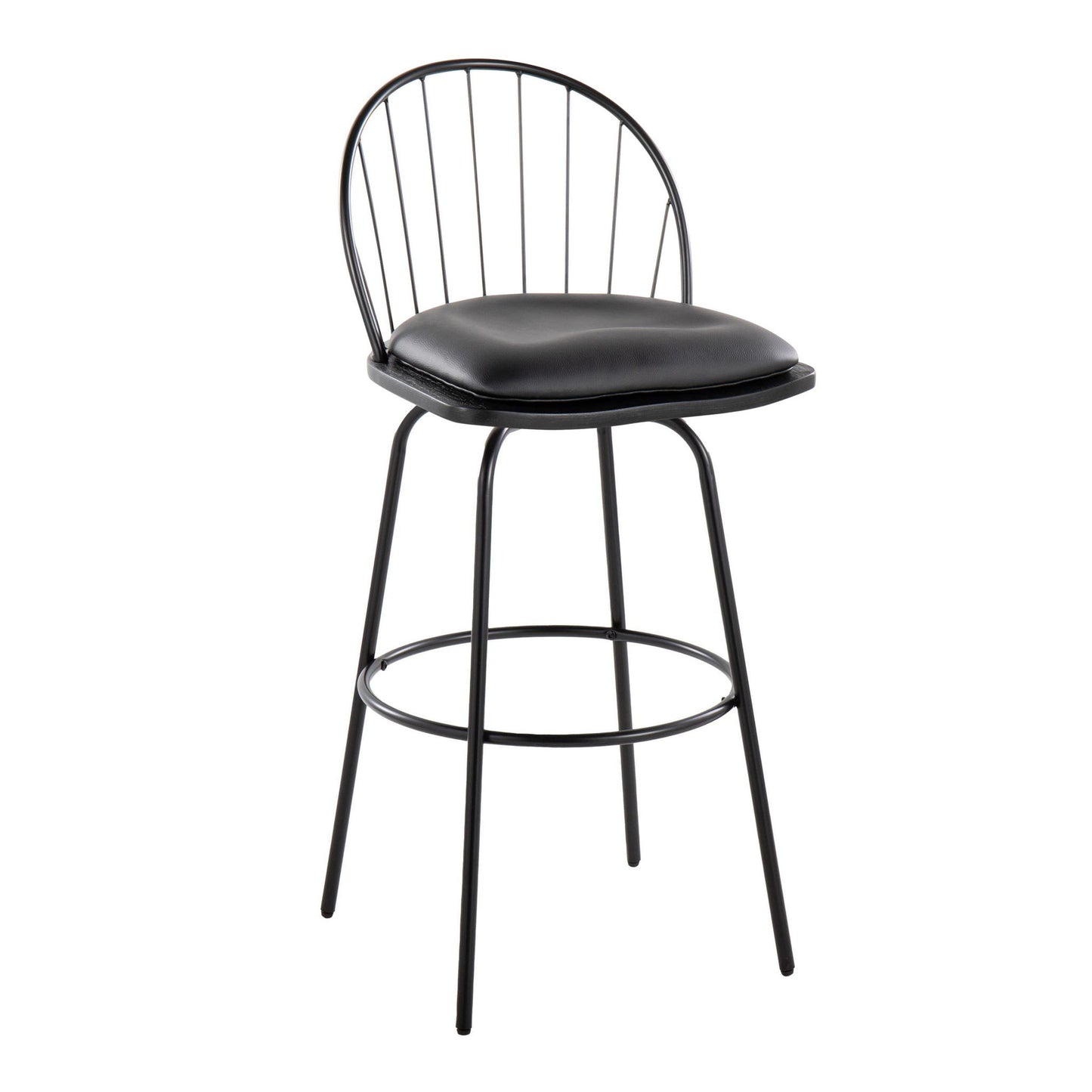 Riley - Claire Farmhouse Fixed Height Barstool With Swivel With Round Footrest (Set of 2) Lumi Source
