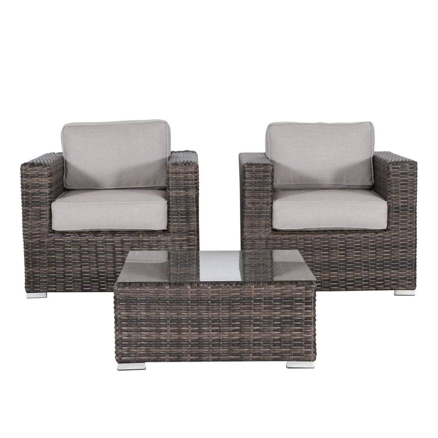 Wicker Seating Group Set With Table And Cushions LSI Patio Furniture