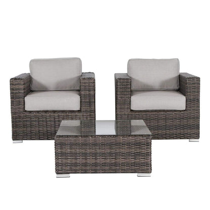 Wicker Seating Group Set With Table And Cushions LSI Patio Furniture