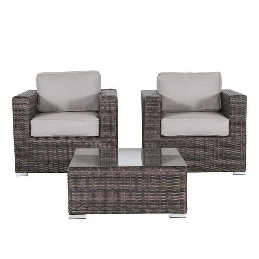 Wicker Seating Group Set With Table And Cushions LSI Patio Furniture