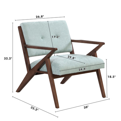 Modern Accent Chair With Plush Cushions, Angled Arm Design - Green Noble House