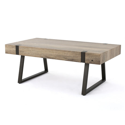 Abitha - Coffee Table With Industrial Powder Coated Metal Legs Noble House