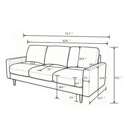 Modern Upholstered 3‑Seat Sofa Couch, Polyester Fabric Sofa With Accent Pillows, Loose Back Cushion For Living Room Apartment - Dark Blue U S Pride Furniture