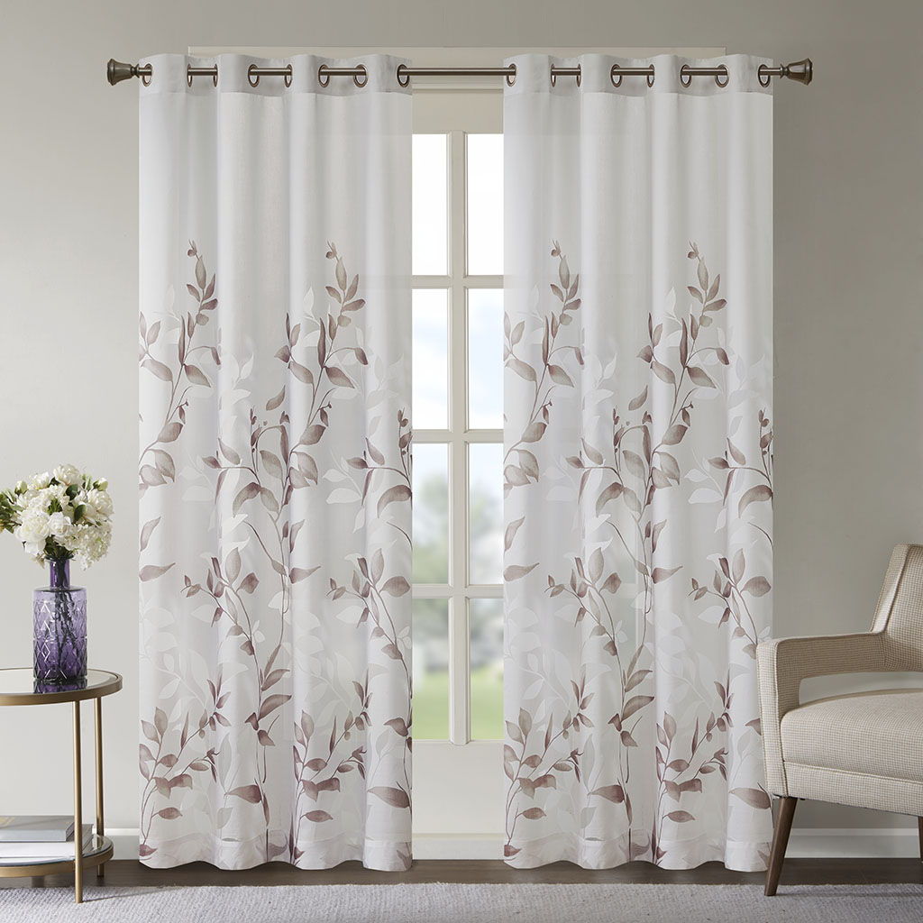 Cecily - Burnout Printed Window Panel - Mauve Madison Park