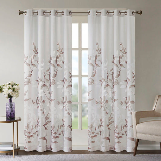 Cecily - Burnout Printed Window Panel - Mauve Madison Park