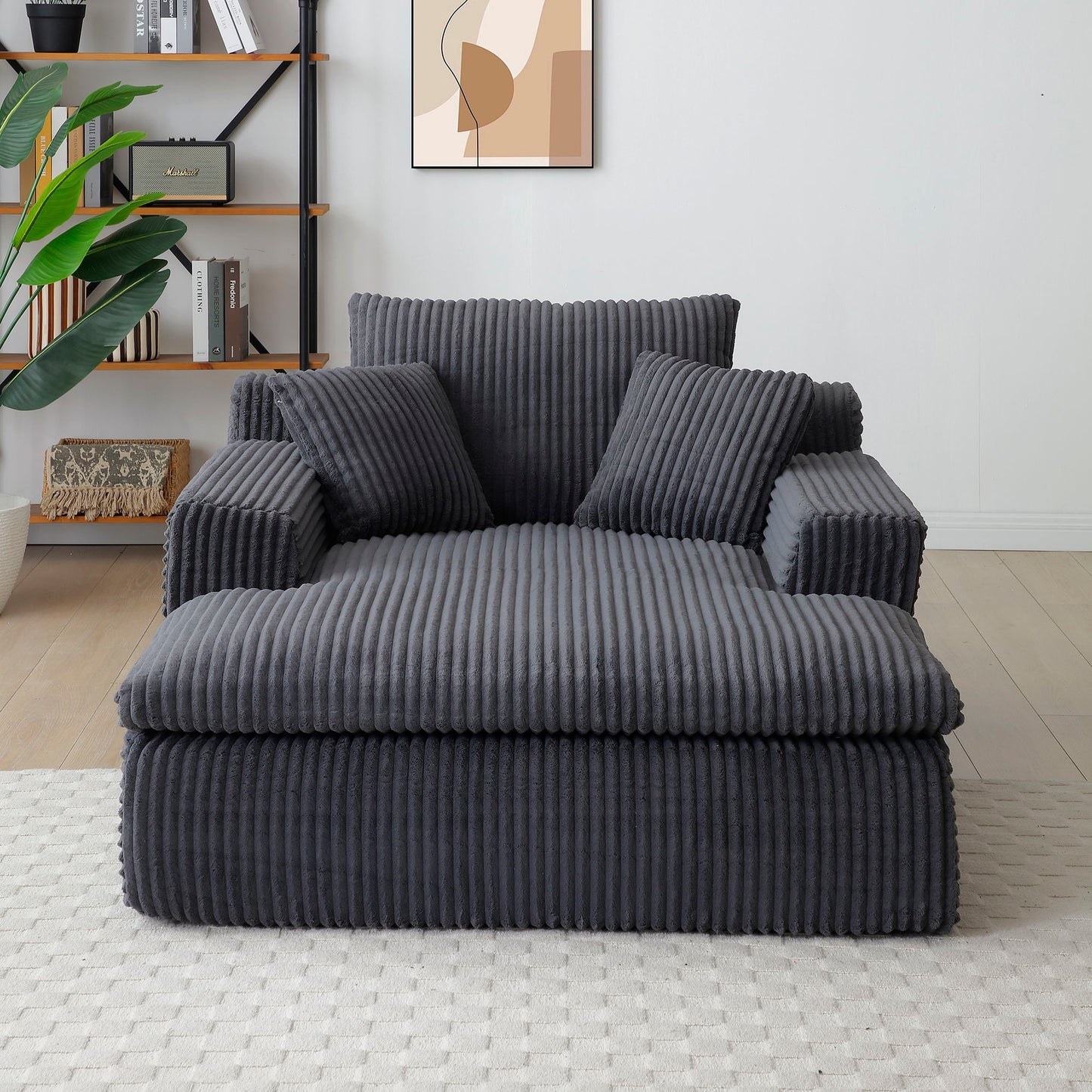 Oversized Upholstered Chaise Lounge Chair Sleeper Couch - Gray Home Essentials