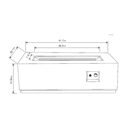 42" Propane Gas Fire Pit Table, 50000 Btu Rectangular Steel Fire Pit With Glass Wind Guard For Outside Patio Deck Garden Courtyard - Gray Home Essentials