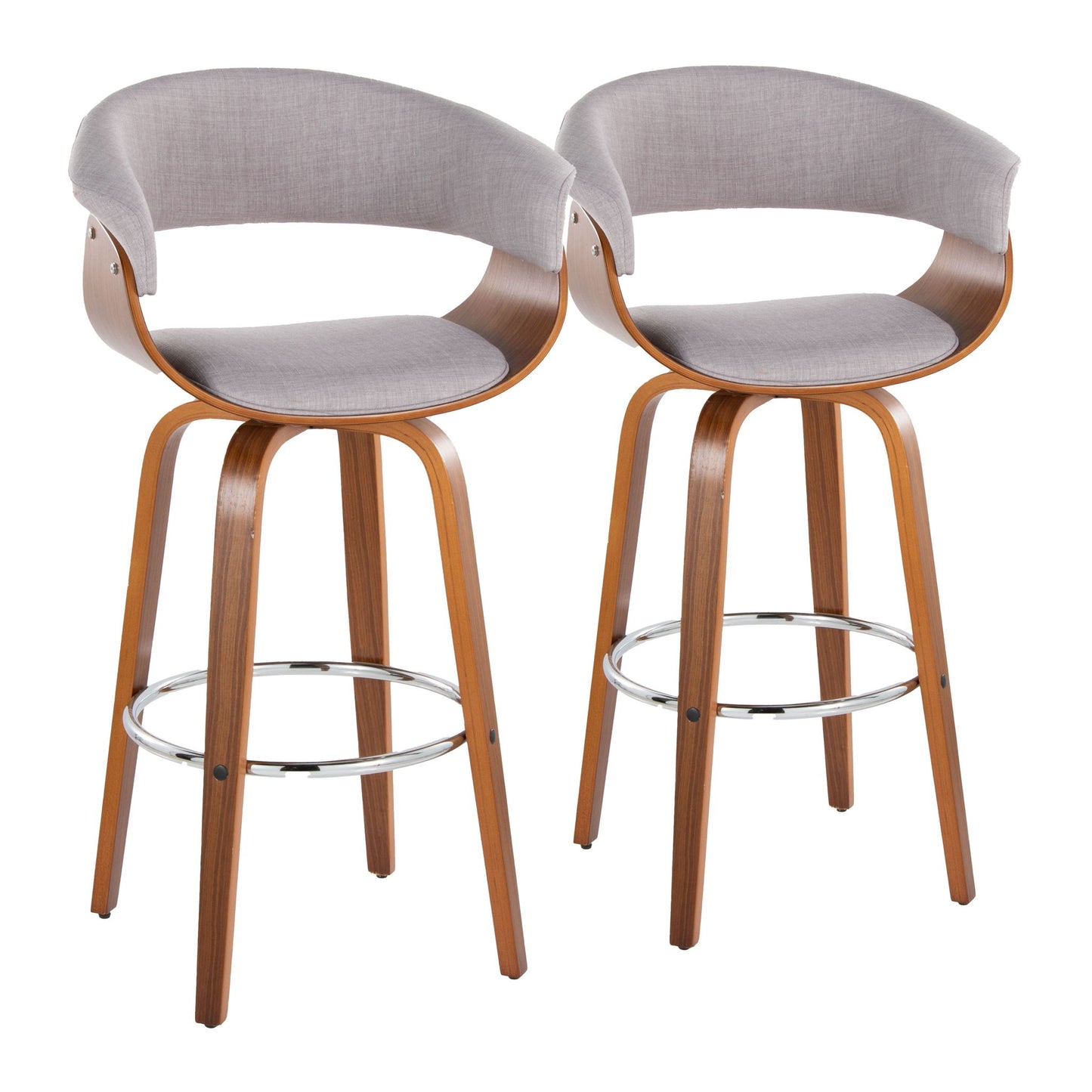 Vintage Mod - Mid Century Modern Fixed Height Barstool With Swivel With Round Footrest (Set of 2) Lumi Source