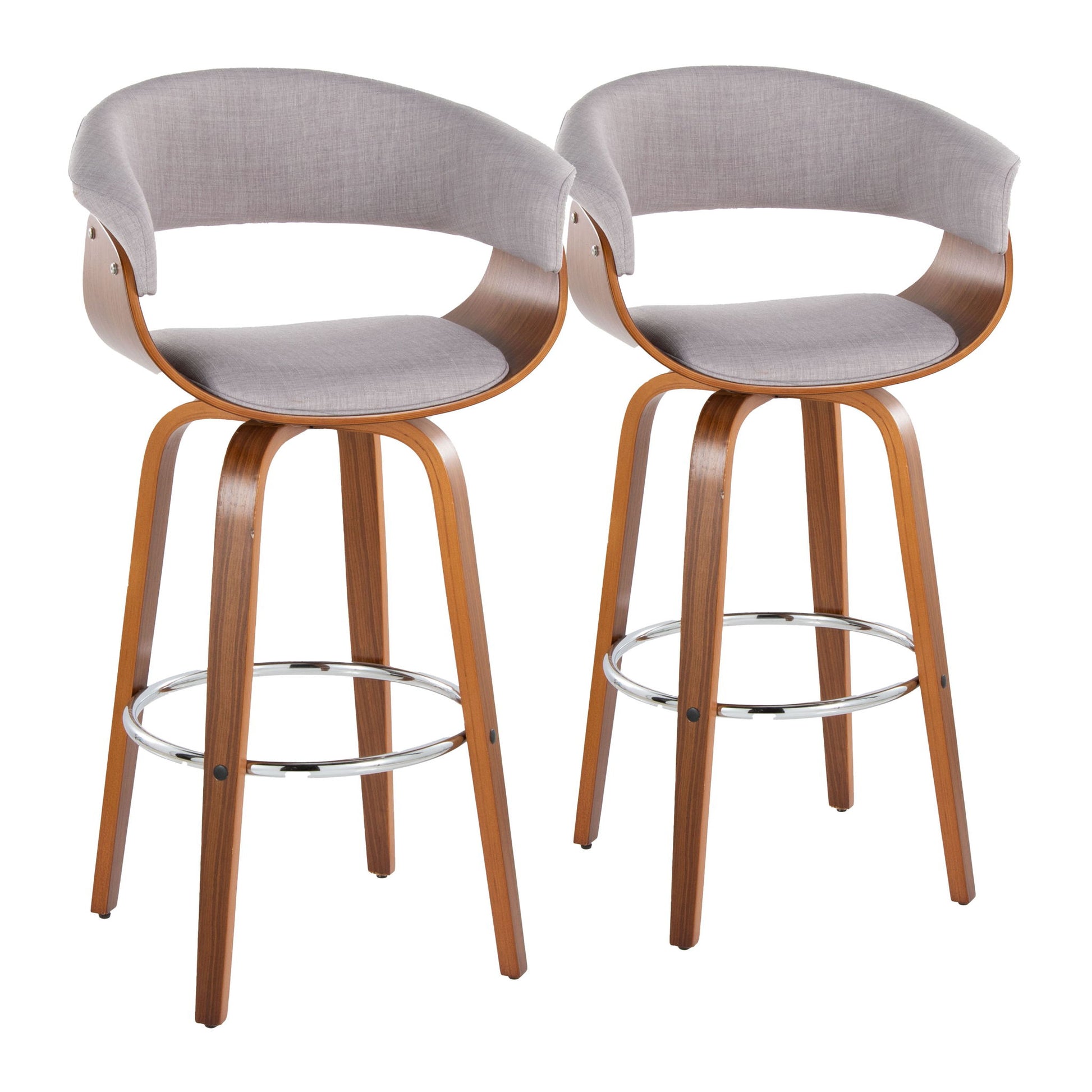 Vintage Mod - Mid Century Modern Fixed Height Barstool With Swivel With Round Footrest (Set of 2) Lumi Source