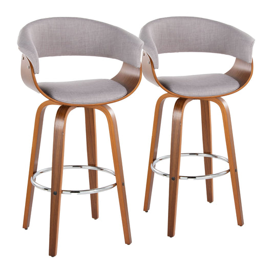 Vintage Mod - Mid Century Modern Fixed Height Barstool With Swivel With Round Footrest (Set of 2) Lumi Source