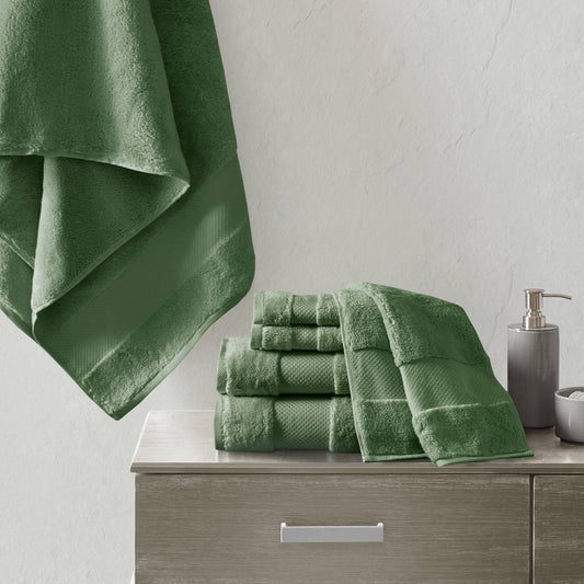 Turkish 6 Piece Bath Towel Set - Green Madison Park Signature