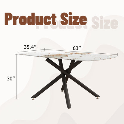 Luxurious Marble Patterned Dining Table With Metal Fork Legs Home Essentials