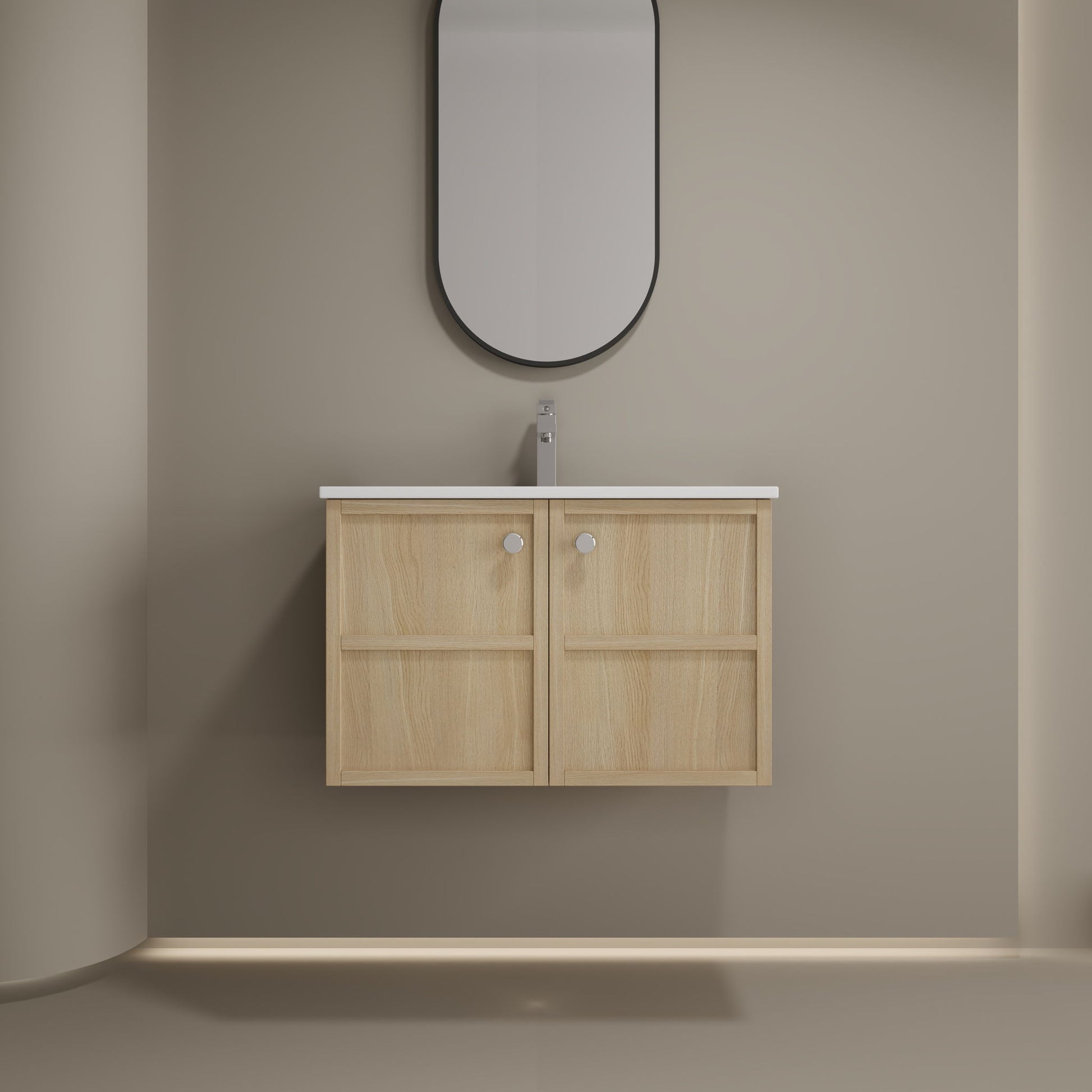 Wall Mounted Bathroom Vanity With Ceramic Sink And 2 Soft Closing Doors Home Essentials