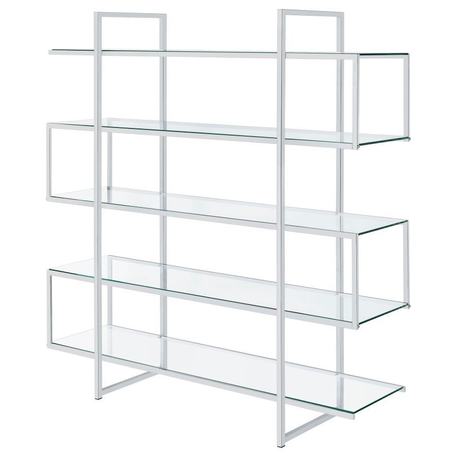Elmer - 5-Shelf Bookshelf - Clear And Chrome CoasterElevations