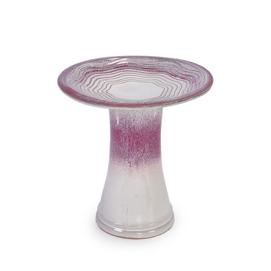 Birdbath For Patio, Garden - White / Pink Daily Nest