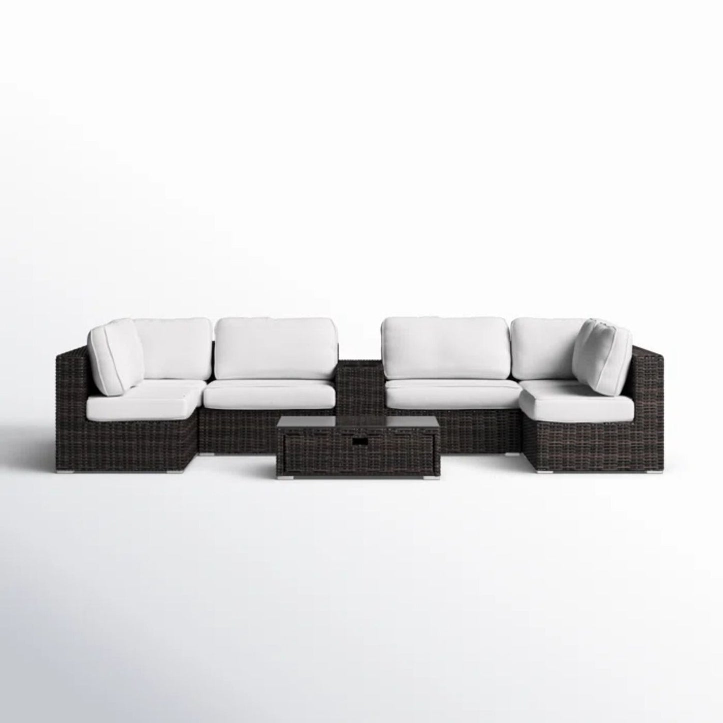 Elegant 4 Person Wicker Patio Seating Set With Cushions And Glass Top Table LSI Patio Furniture