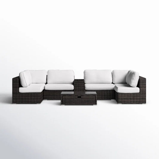 Elegant 4 Person Wicker Patio Seating Set With Cushions And Glass Top Table LSI Patio Furniture