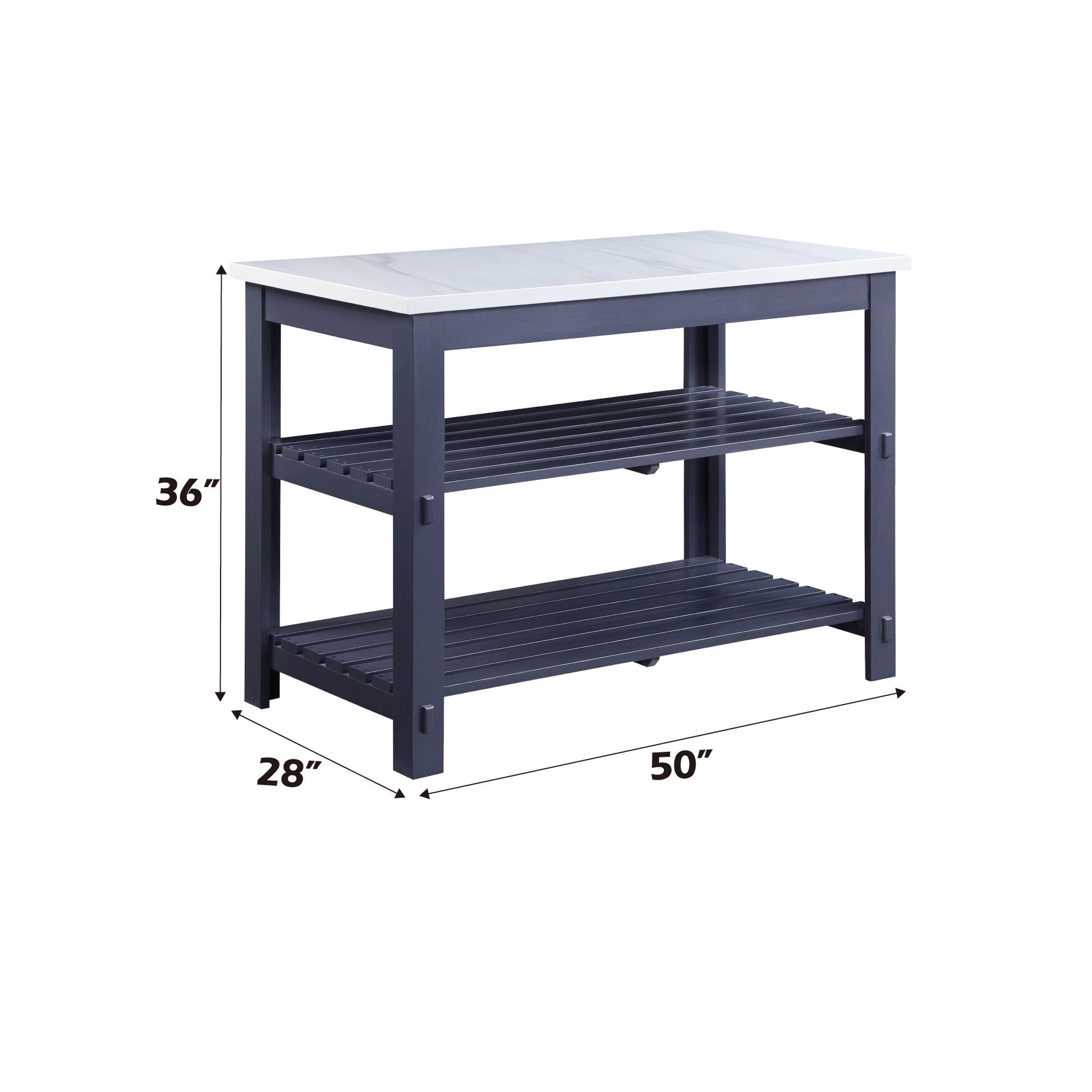 Enapay - Marble Top Top Kitchen Island - Gray Acme