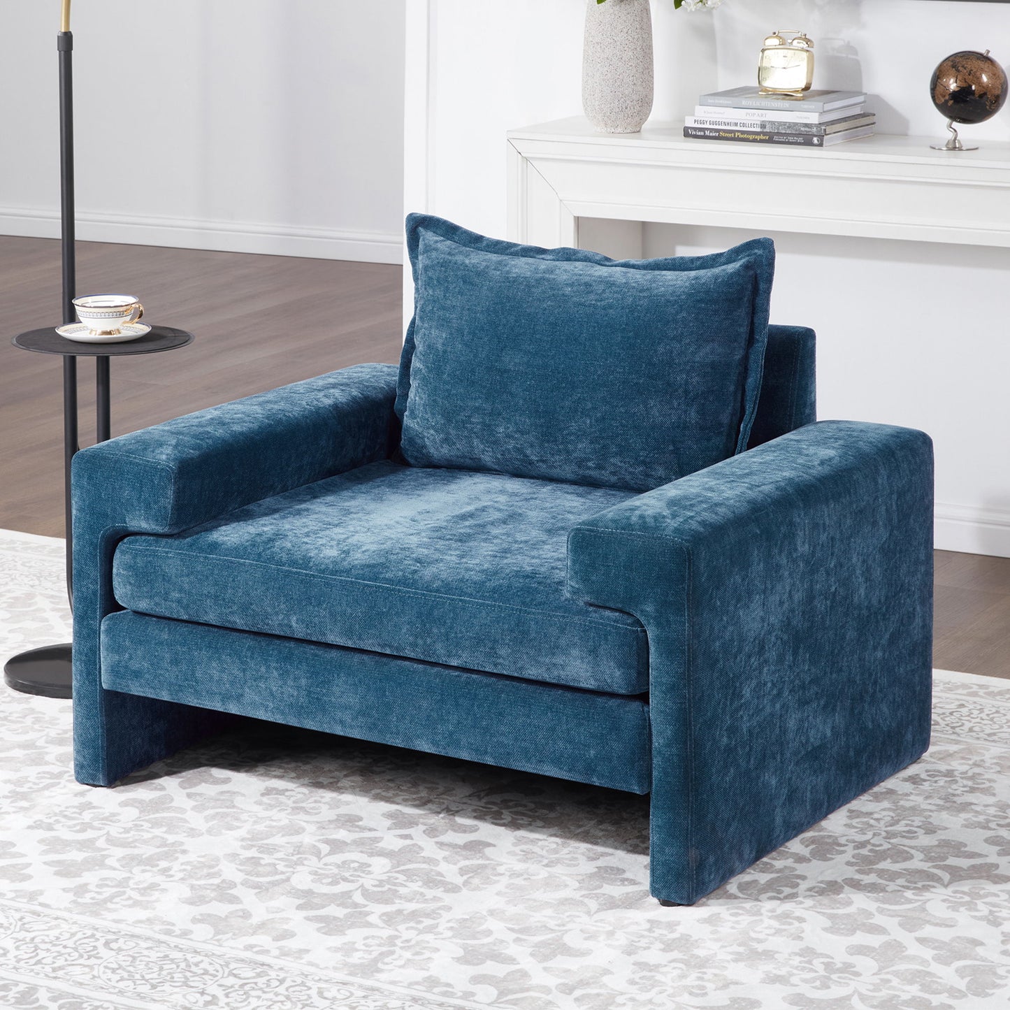 Upholstered Accent Chair With Wide Armrests And Ergonomic Back Support Noble House
