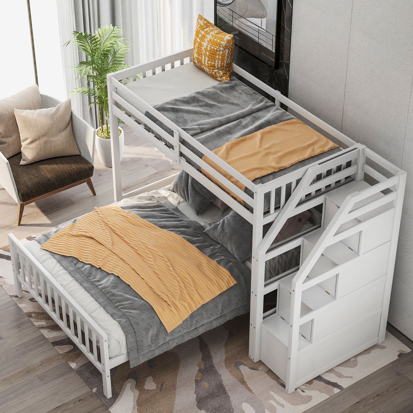 Loft Bed With Staircase And Storage Hearth and Haven