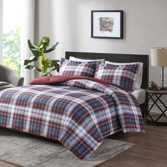 Parkston - King 3M Scotchgard Down Alternative All Season Comforter Set - Red Madison Park Essentials