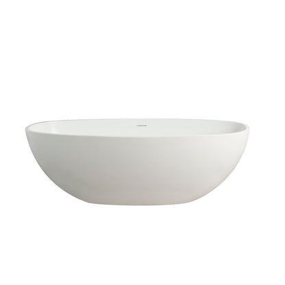 65.2" Freestanding Solid Surface Soaking Bathtub For Bathroom - Matte White