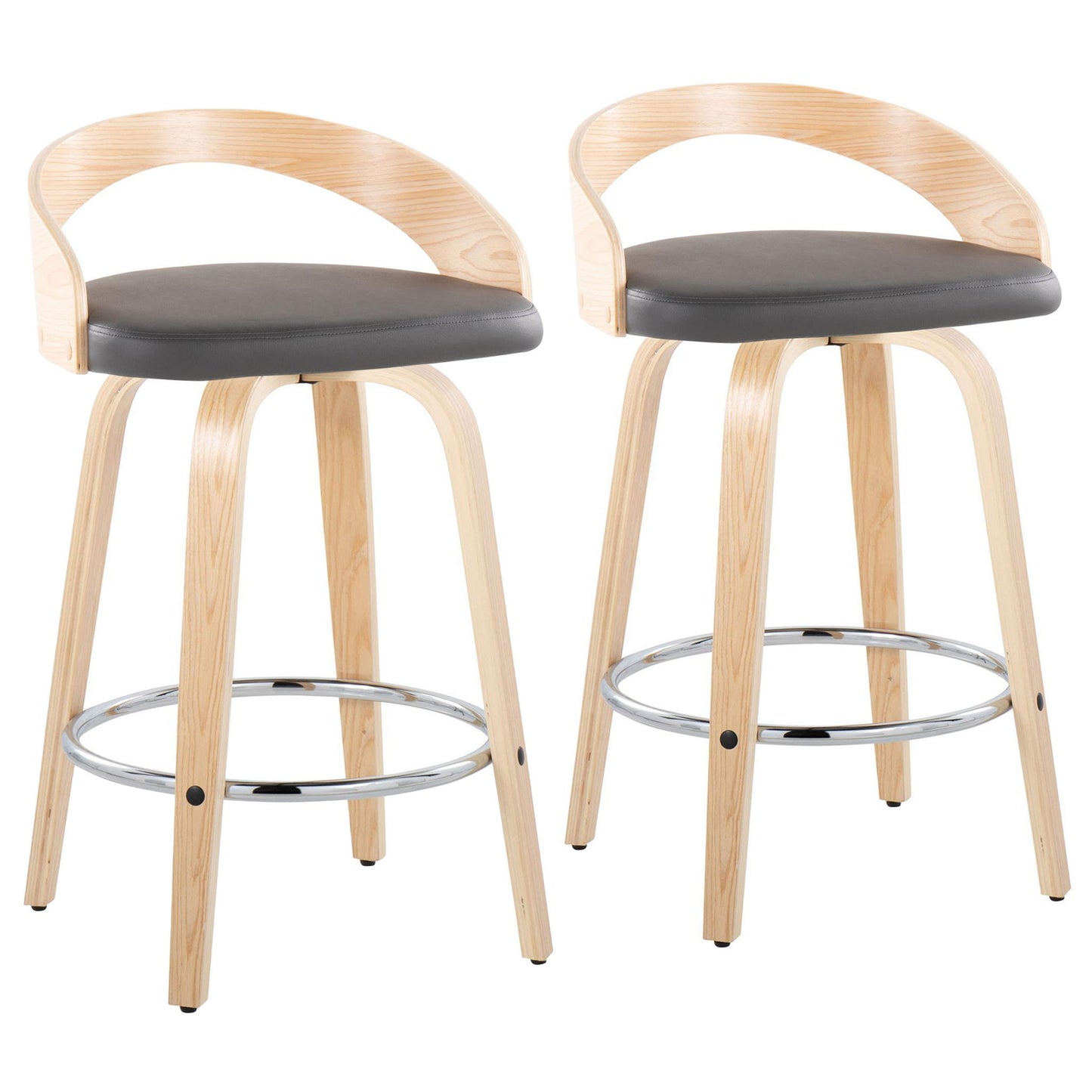 Grotto - Contemporary Fixed Height Counter Stool With Swivel With Round Footrest (Set of 2) Lumi Source