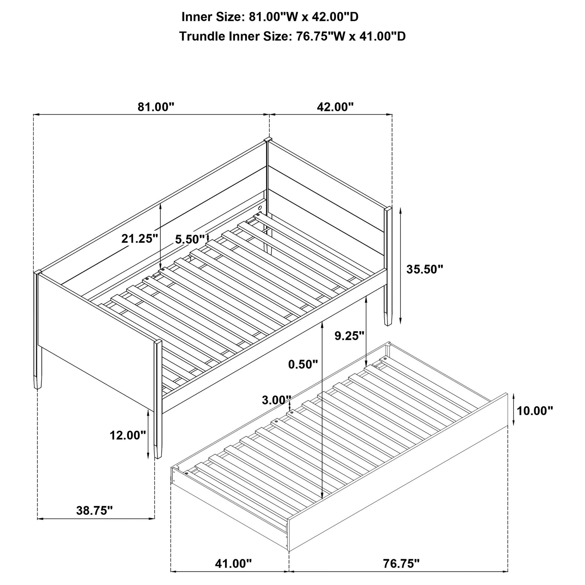 Stewart - Twin Daybed With Trundle - Natural Furniture Max
