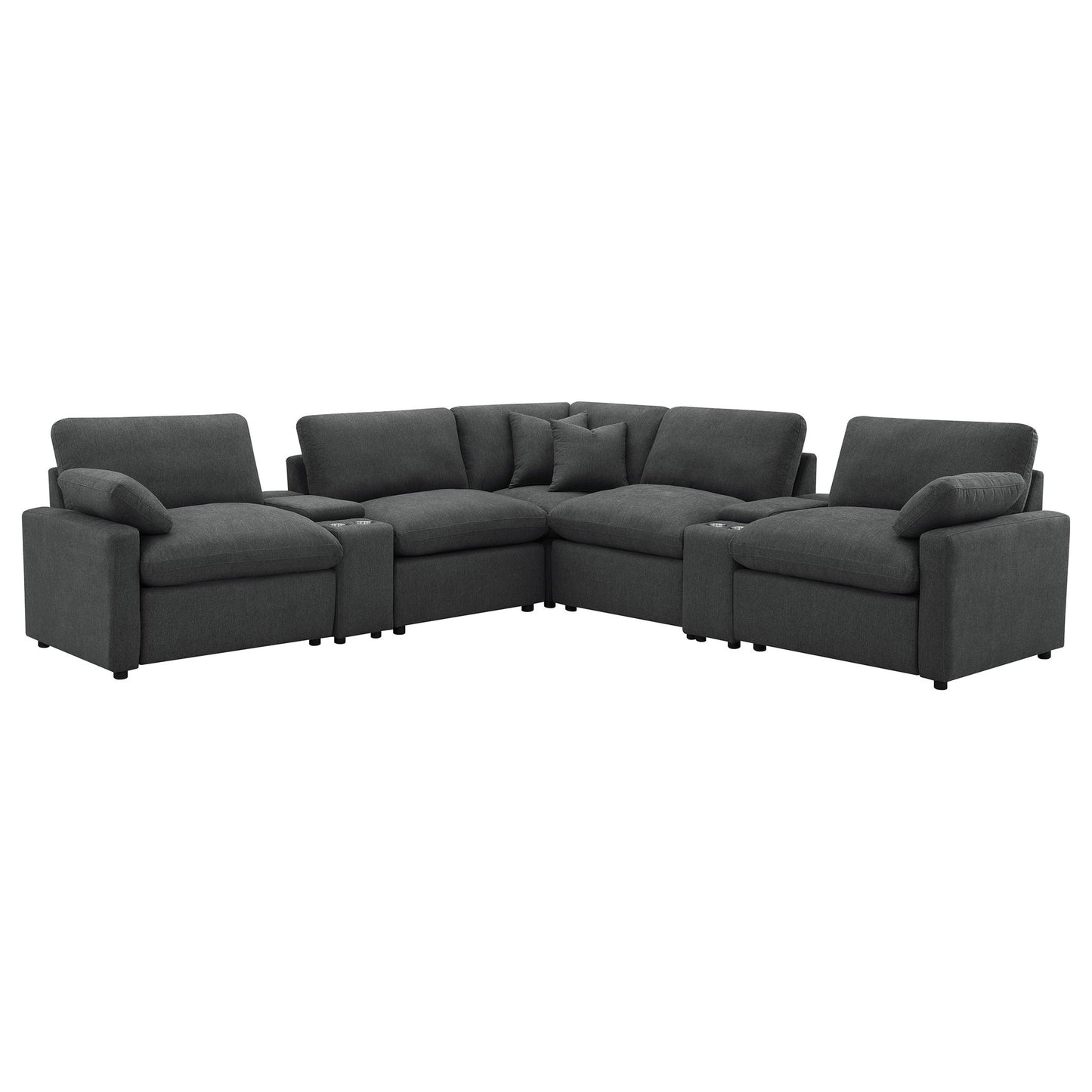 Modular Power Reclining With Lift Top Consoles, 7 Piece Configuration - Dark Gray Furniture Max