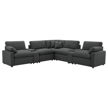 Modular Power Reclining With Lift Top Consoles, 7 Piece Configuration - Dark Gray Furniture Max