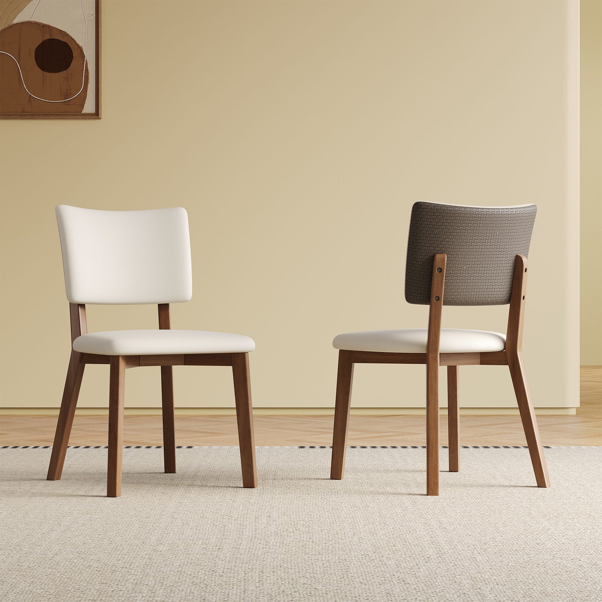 Dining Chair (Set of 2) - White / Deep Walnut Home Essentials