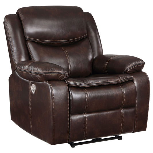Salerno - Upholstered Power Recliner Chair With USB Charging - Dark Brown Furniture Max