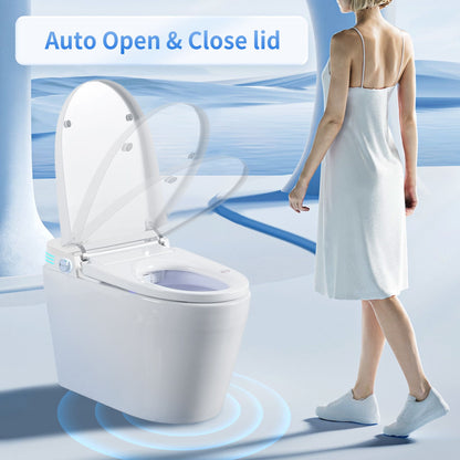 Tankless Smart Toilet With Bidet Built In, 1 Piece Bidet Toilet Seat, Auto Flush, Auto Open / Close, Heated Seat, Warm Water And Dry, Adjustable Temp, Remote Control Side Know - White Daily Nest
