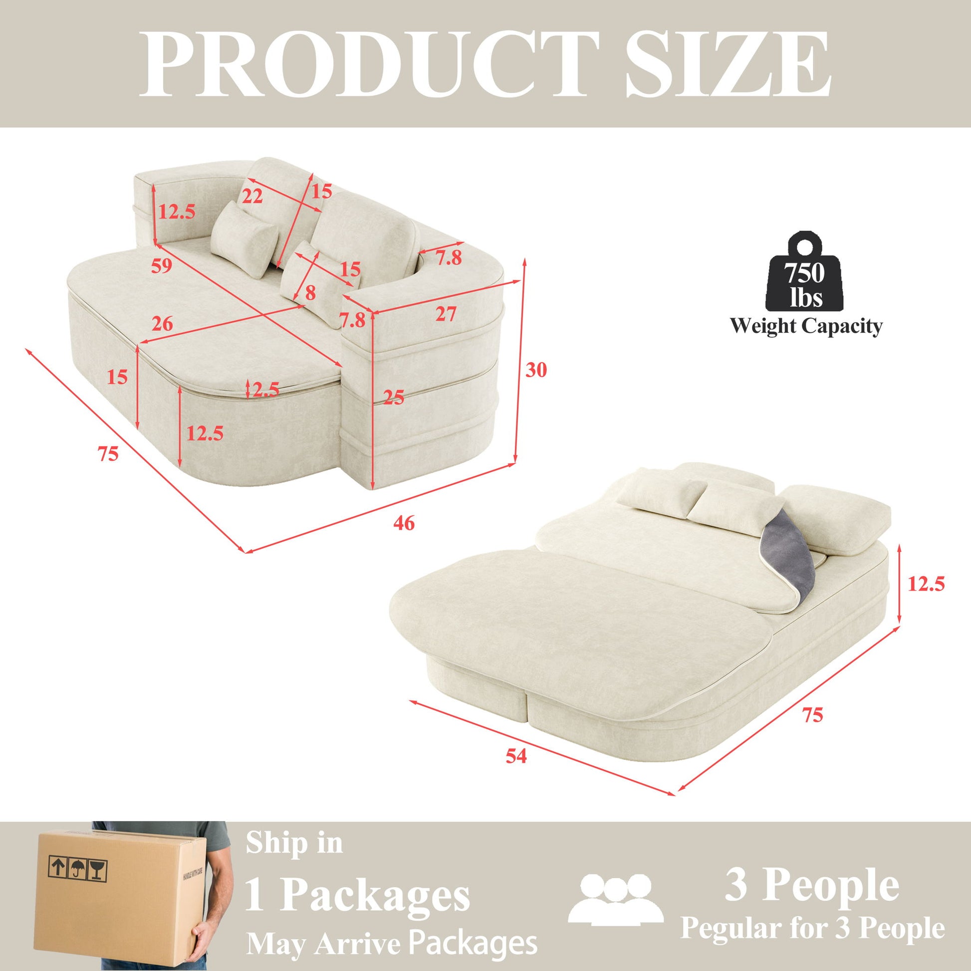 2 In 1 Foldable Sofa Bed With Multi Functional Blanket, Floor Lounge Sofa Home Essentials