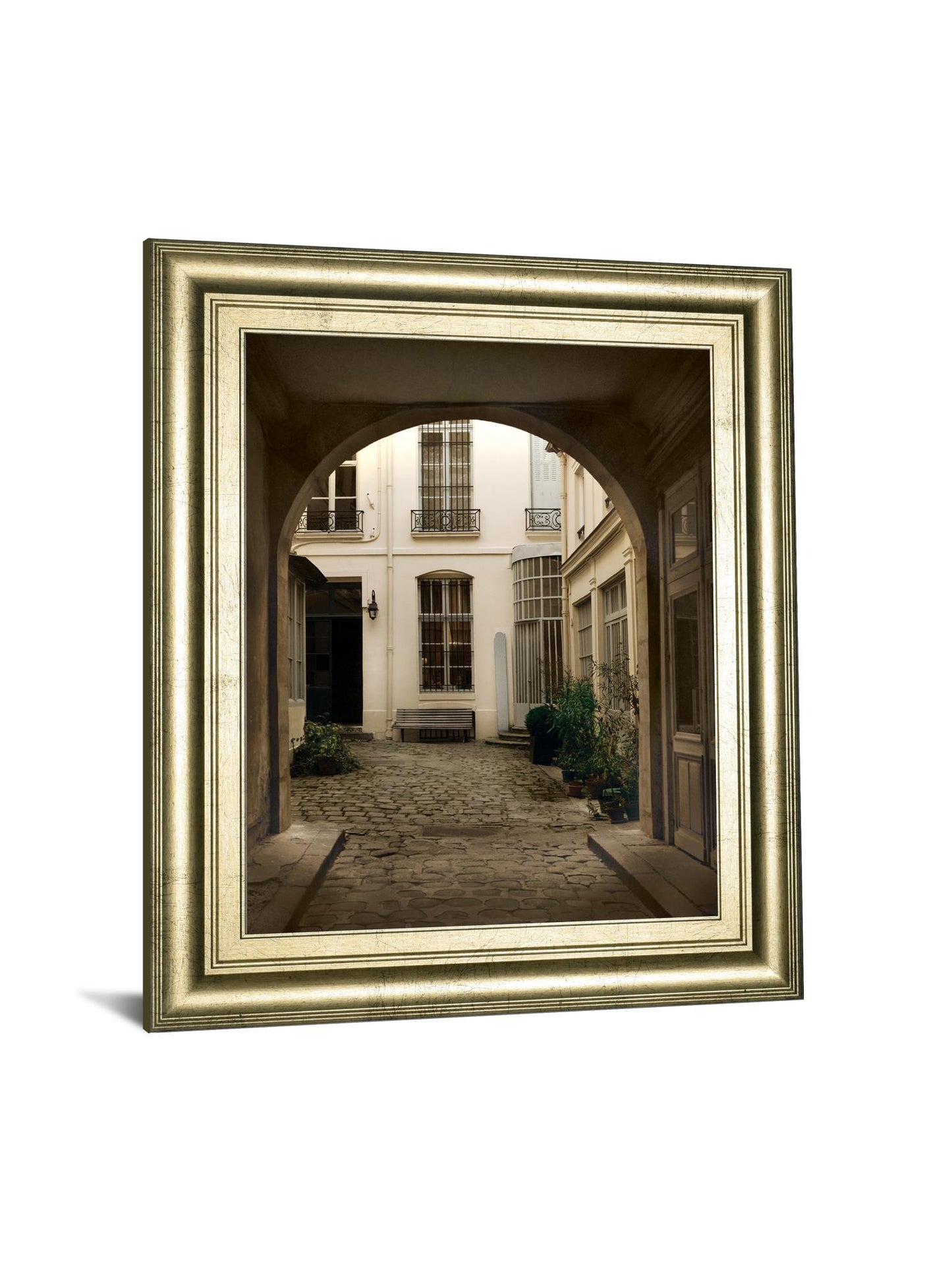 Marais Courtyard By Milla White - Framed Print Wall Art - Black