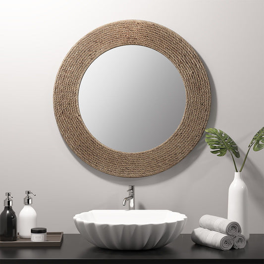 Cove - Round Jute Mirror - Brown