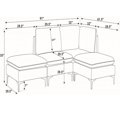 Upholstered Modular Sectional With Tall Legs, Medium Firm Seat Home Essentials