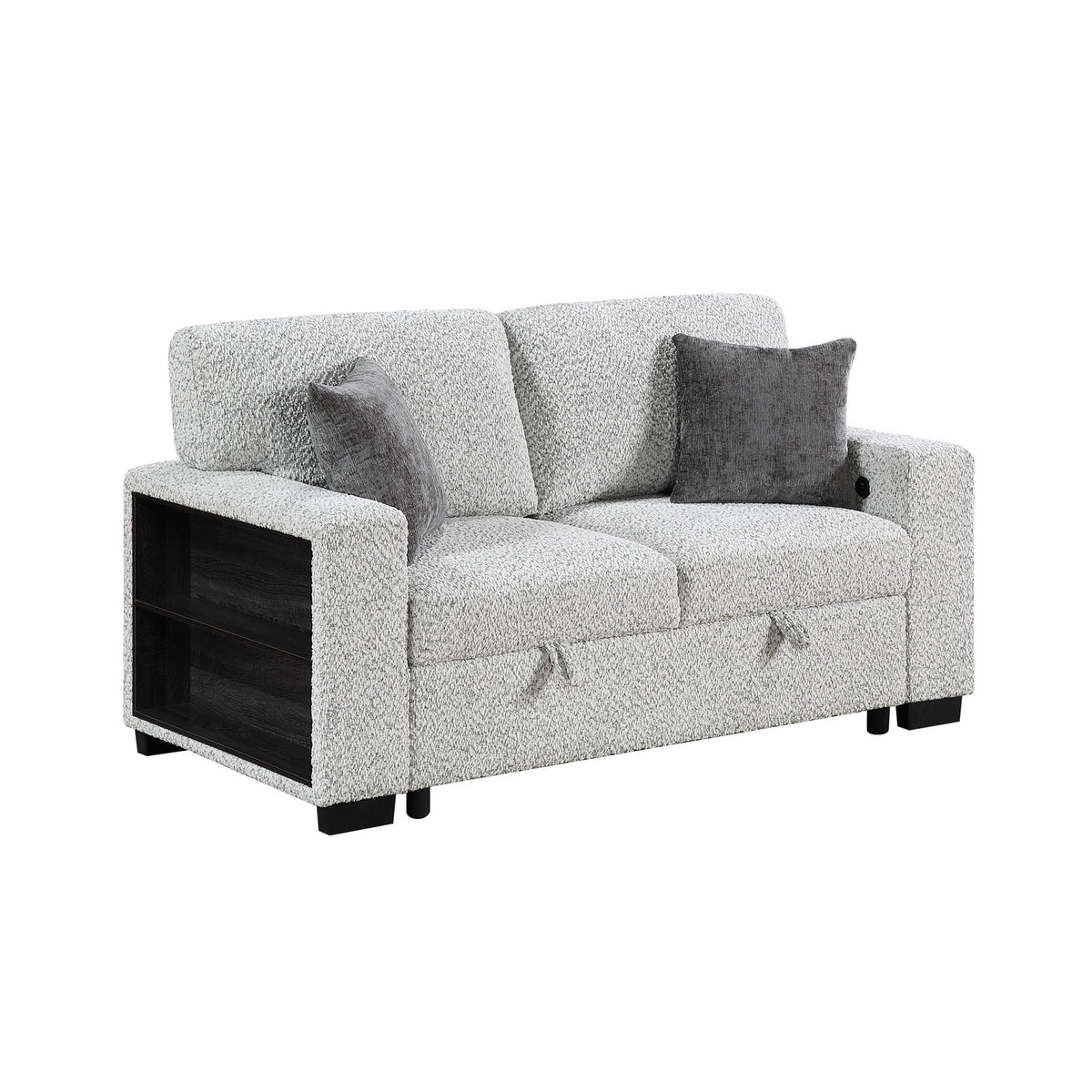 Prato - Loveseat With Storage And USB - Gray Matrix Furniture Group