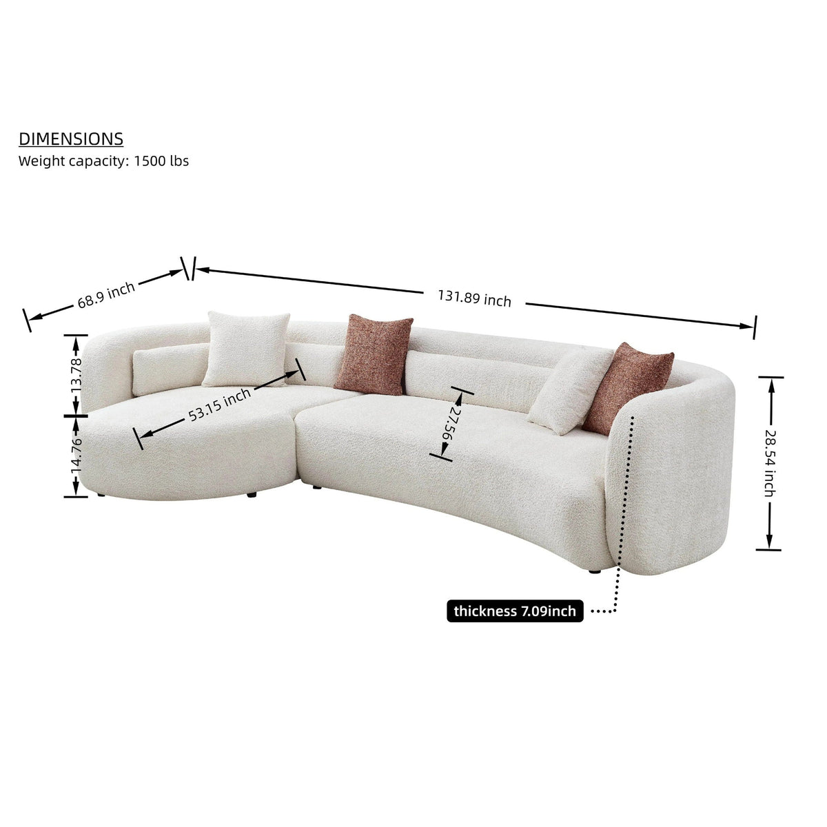 Curved Sectional Sofa, L - Shape Modular Chaise Home Essentials