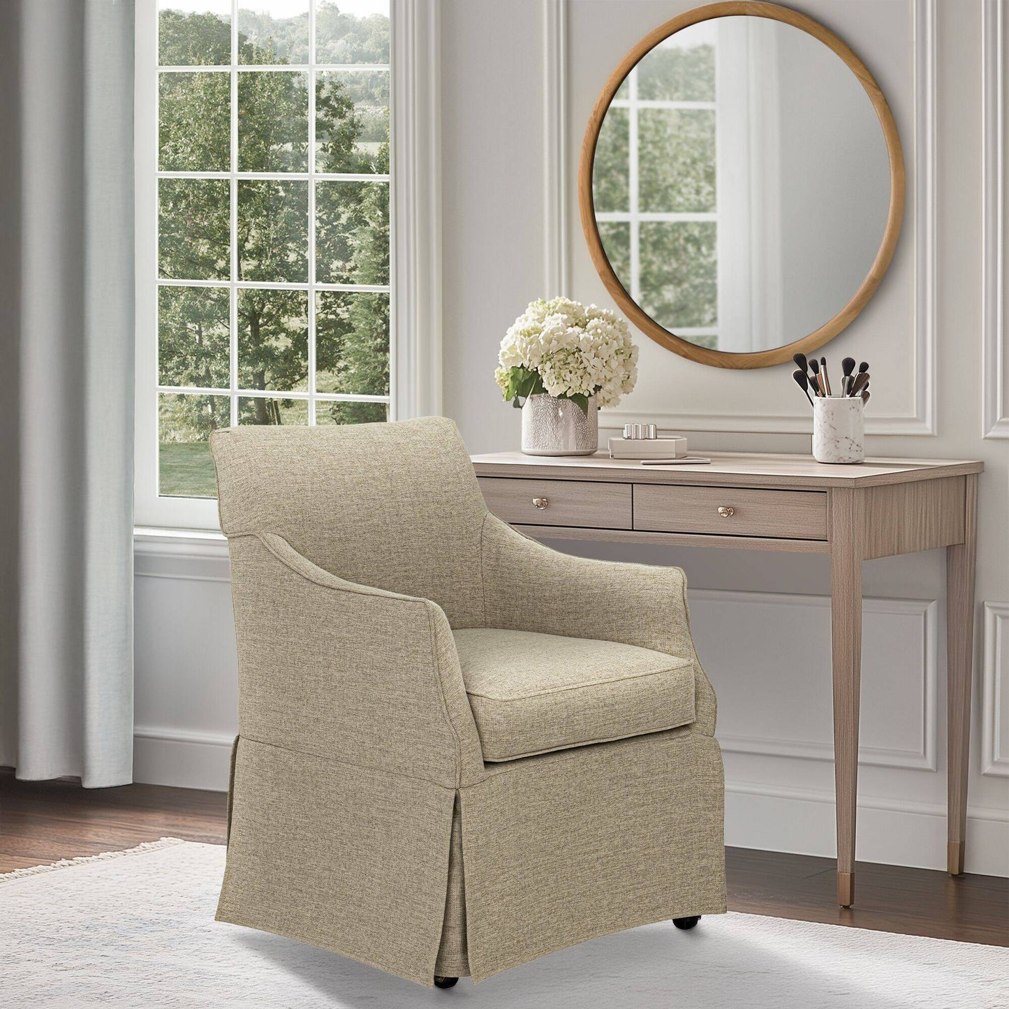 London - Upholstered Skirted Dining Arm Chair JLA