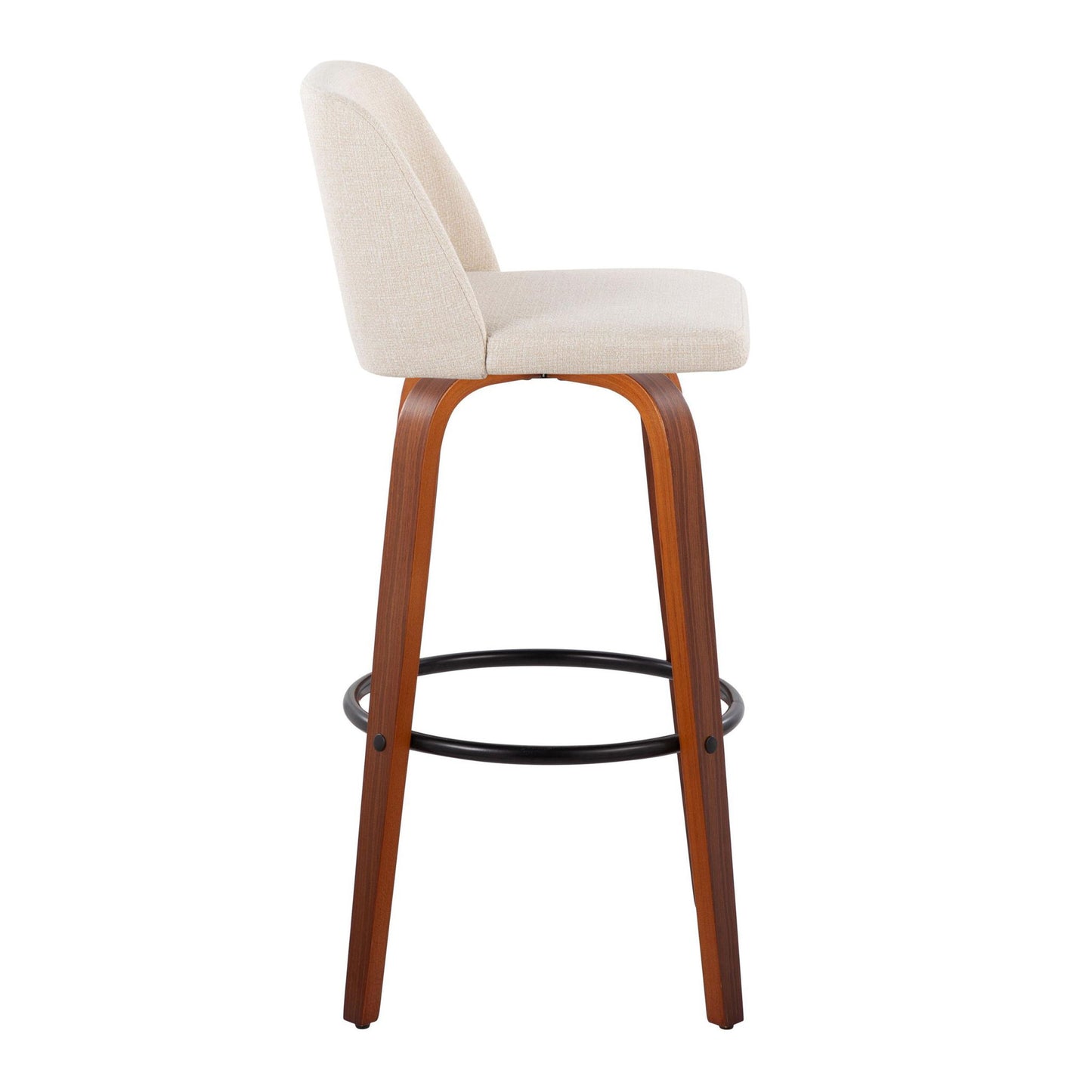 Toriano - Mid Century Modern Fixed Height Barstool Swivel And Round Footrest (Set of 2) Lumi Source