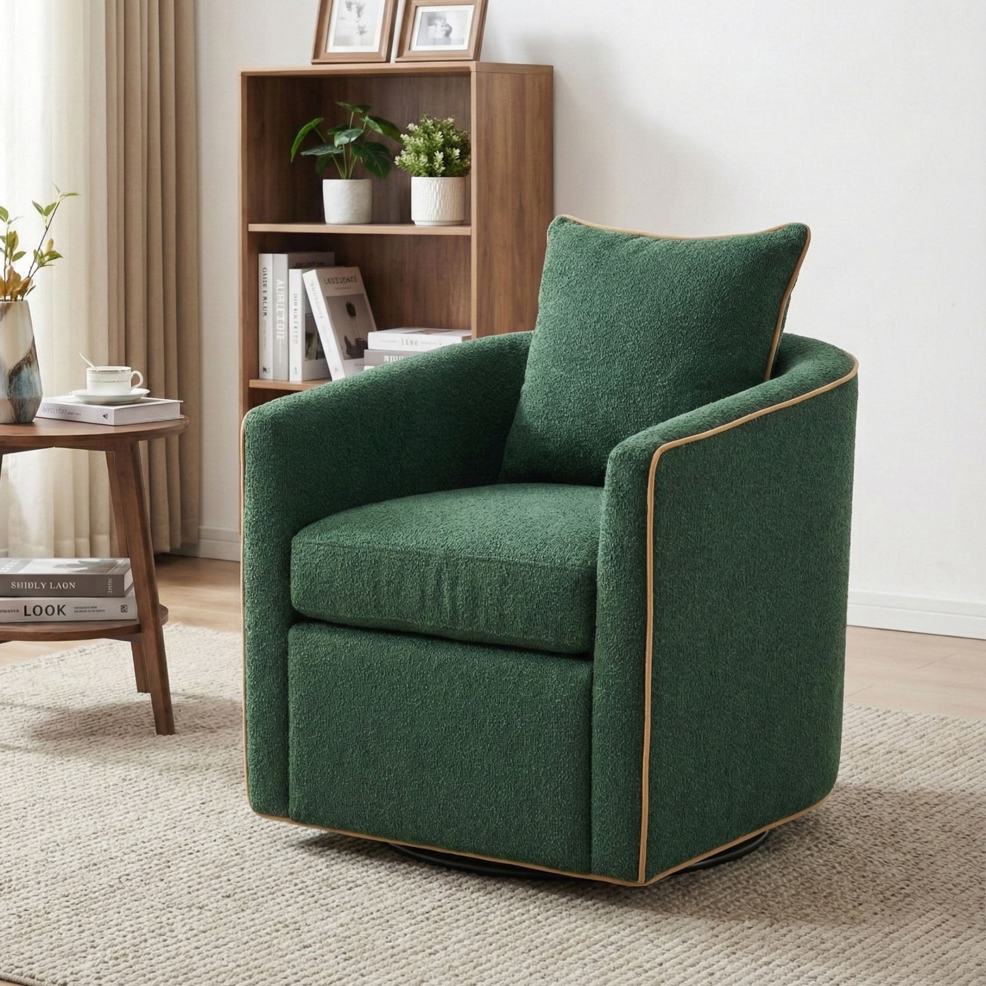 Swivel Accent Chair, Rotating Base, For Living Room Noble House