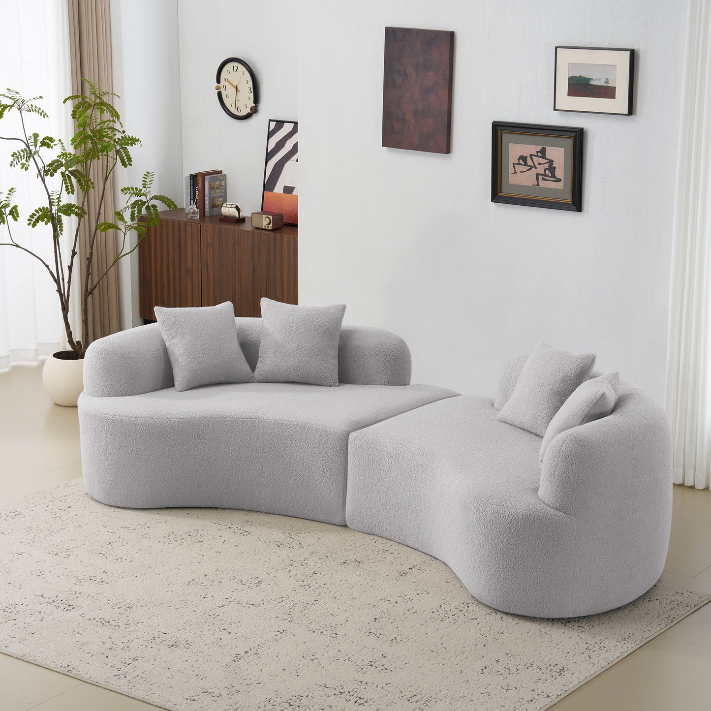 Curved 4 Seater Full Compression Sponge Sofa Home Essentials