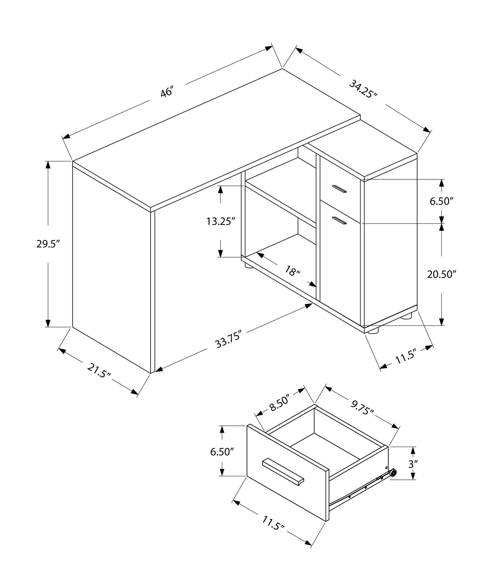 Computer Desk, Home Office, Corner, Storage Drawers, L Shape, Contemporary & Modern 8th Street