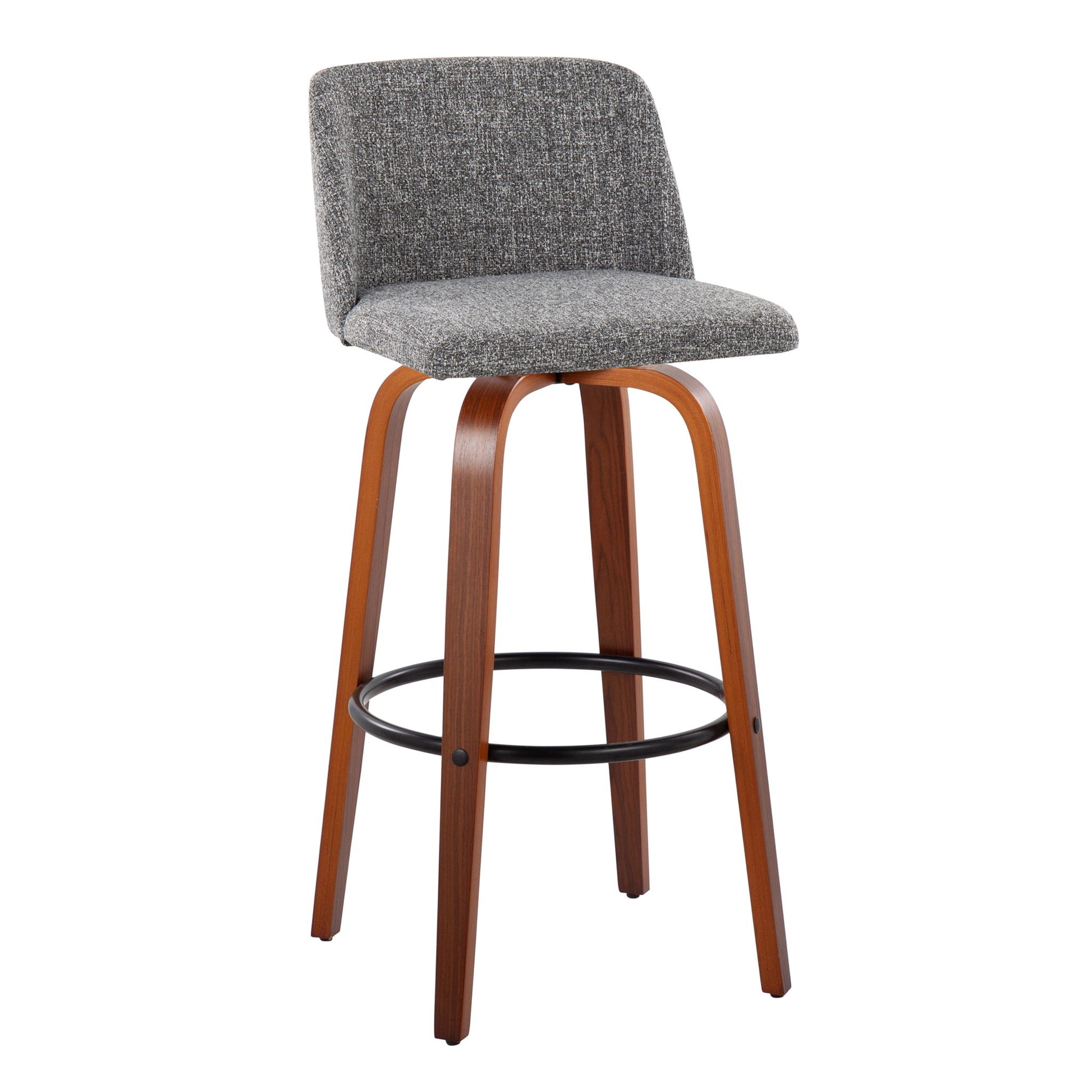 Toriano - Mid Century Modern Fixed Height Barstool Swivel And Round Footrest (Set of 2) Lumi Source