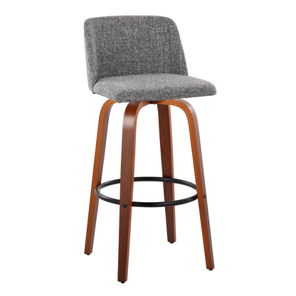 Toriano - Mid Century Modern Fixed Height Barstool Swivel And Round Footrest (Set of 2) Lumi Source
