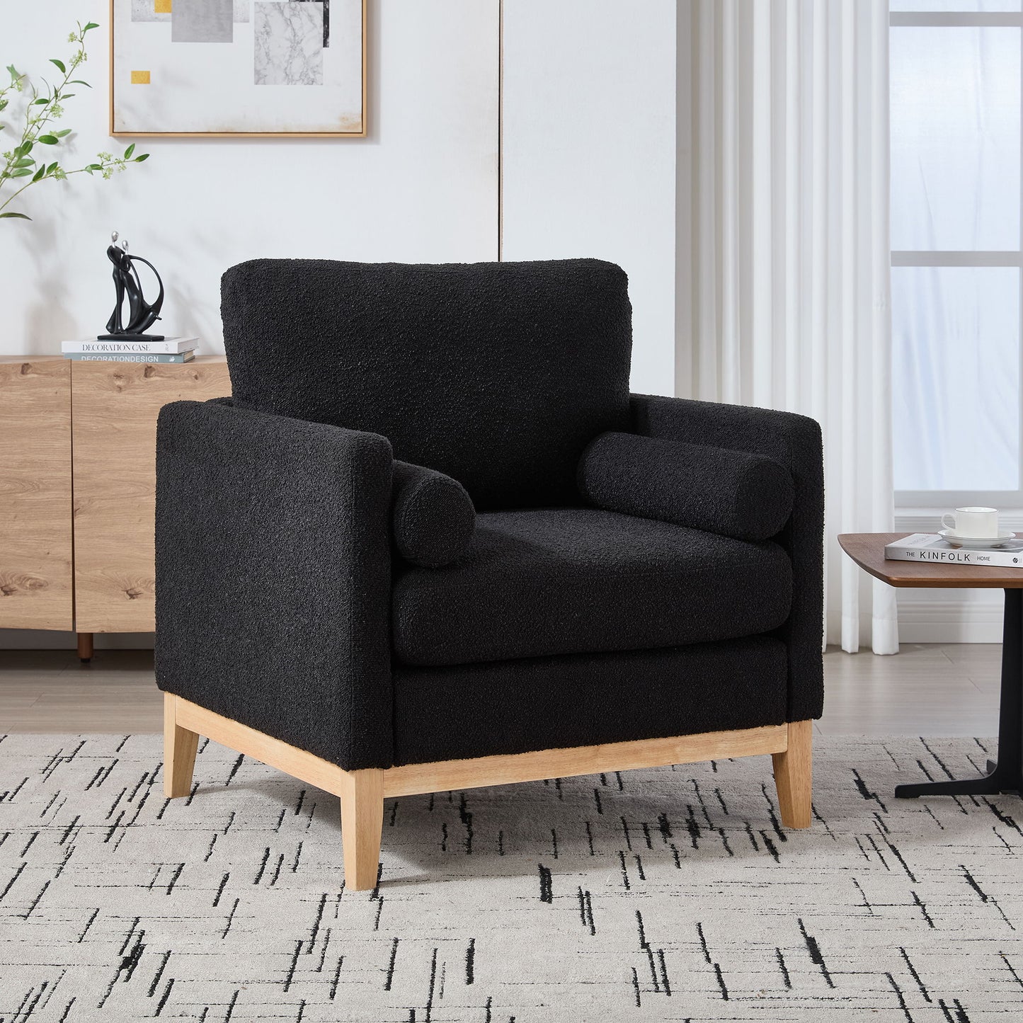 Wide Modern Performance Accent Chair With Natural Legs Home Essentials
