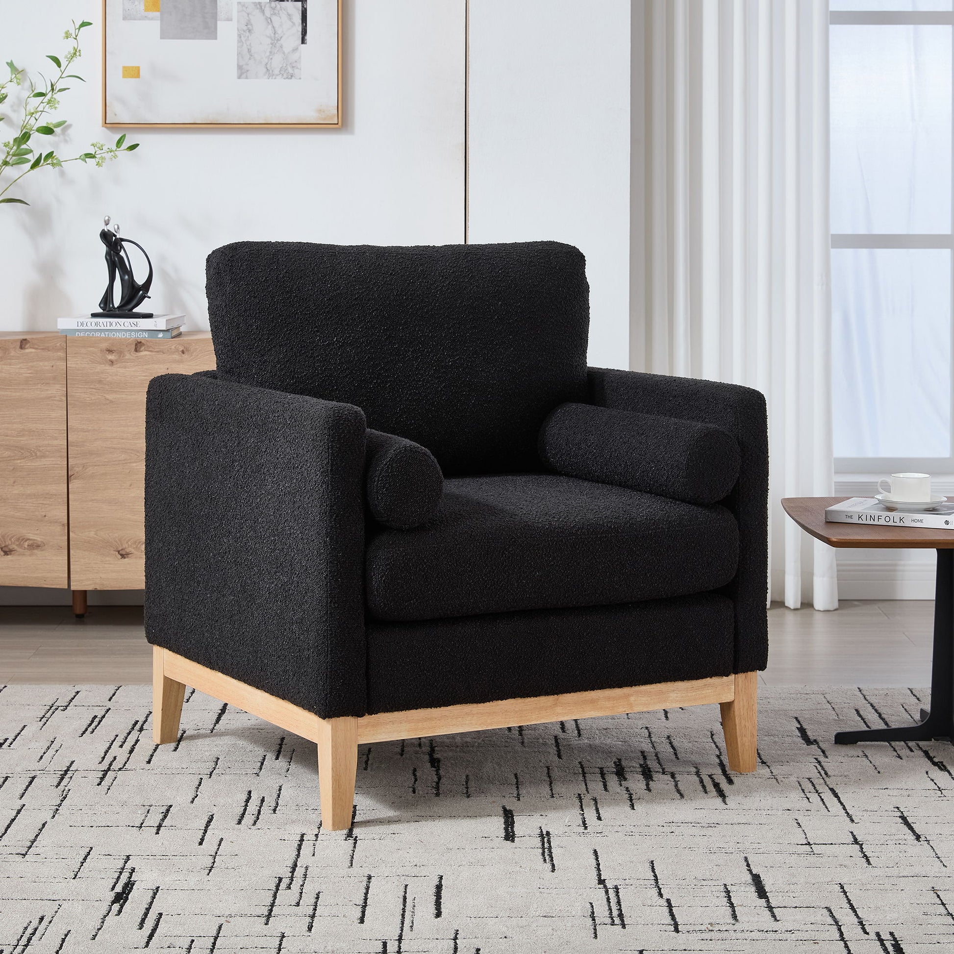 Wide Modern Performance Accent Chair With Natural Legs Home Essentials