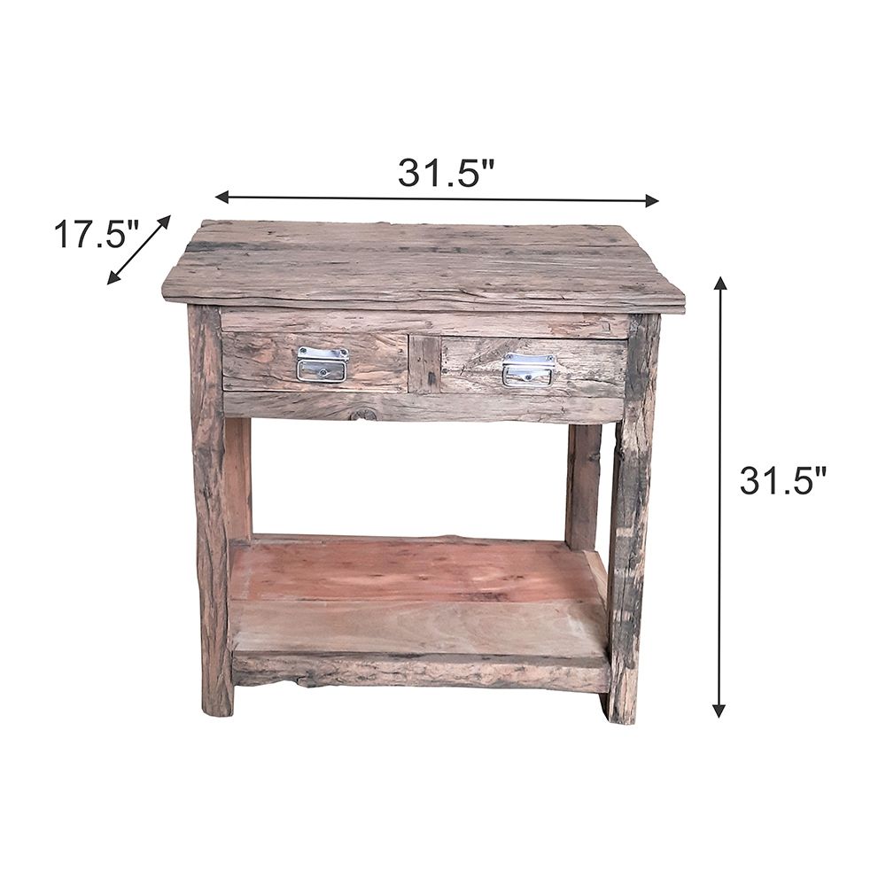 Rustic 2 Drawer Kitchen Island - Wood Home Essentials
