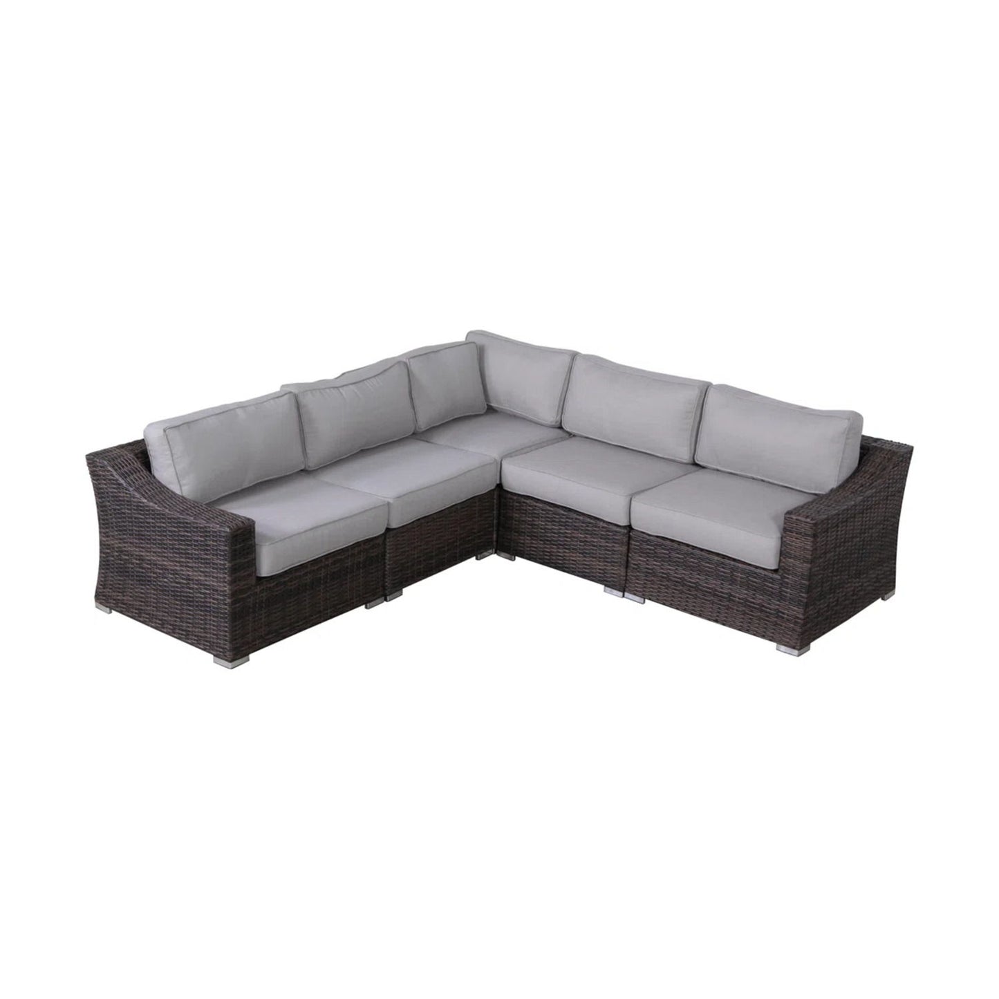 Contemporary Outdoor Rattan Wicker Sectional Seating Group With Cushions LSI Patio Furniture